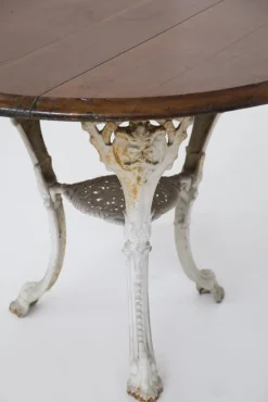 Pamono Victorian English White and Wood Cast Iron Table><noscript><img width=