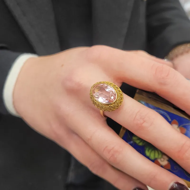 Outlet Pamono Victorian French Rose Ring with 18kt Gold, France