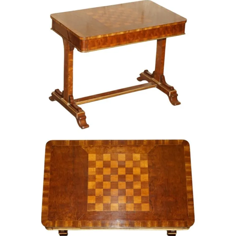 Hot Pamono Victorian Game Table in Walnut and Hardwood