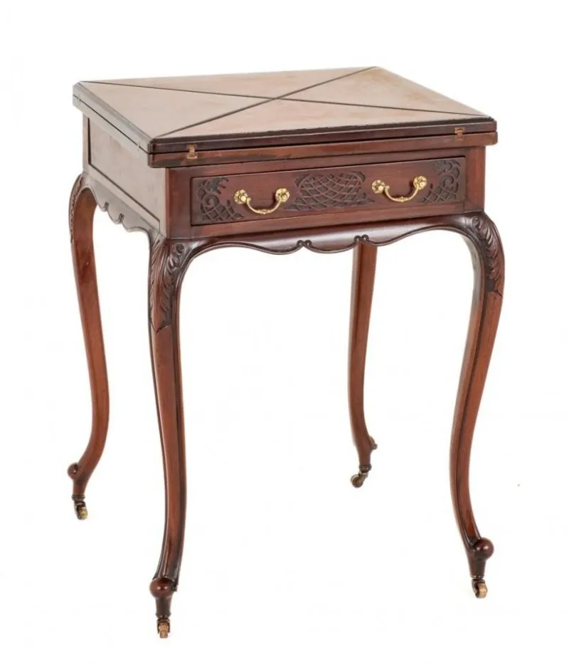 Pamono Victorian Games Envelope Card Table in Mahogany, 1890s> Game Tables