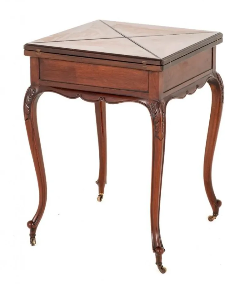 Pamono Victorian Games Envelope Card Table in Mahogany, 1890s> Game Tables