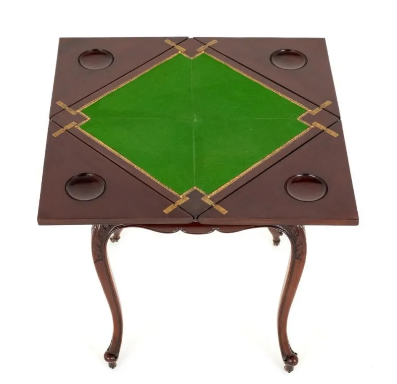 Pamono Victorian Games Envelope Card Table in Mahogany, 1890s> Game Tables