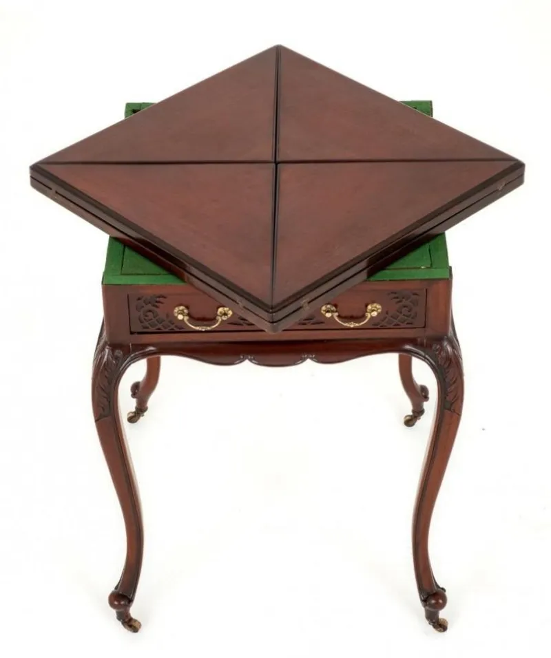 Pamono Victorian Games Envelope Card Table in Mahogany, 1890s> Game Tables