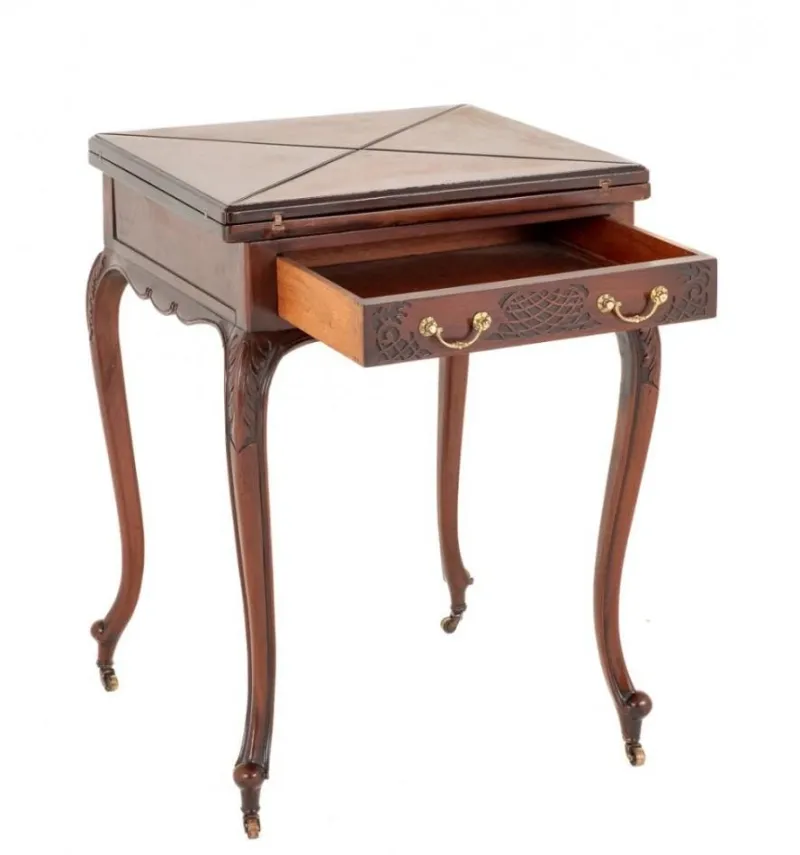 Pamono Victorian Games Envelope Card Table in Mahogany, 1890s> Game Tables