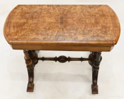 Pamono Victorian Games Table in Burr Walnut, 1880s><noscript><img width=