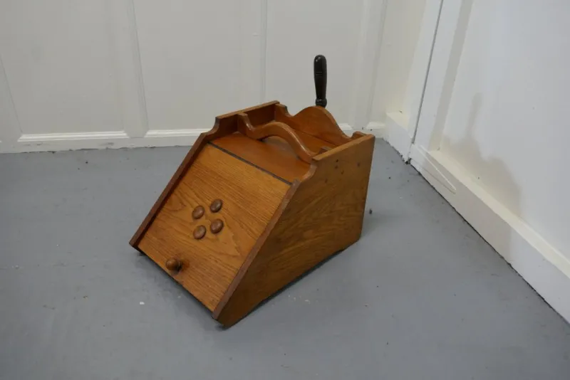 Hot Pamono Victorian Gilded Ash Coal Box with Liner and Shovel, 1880s, Set of 2