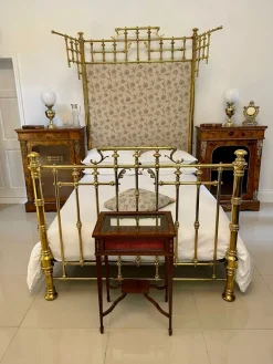 Hot Pamono Victorian Gilded Brass Half Tester Double Bed, 1860s
