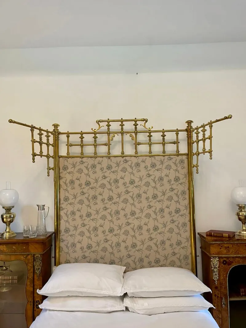 Hot Pamono Victorian Gilded Brass Half Tester Double Bed, 1860s