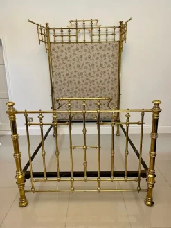 Hot Pamono Victorian Gilded Brass Half Tester Double Bed, 1860s