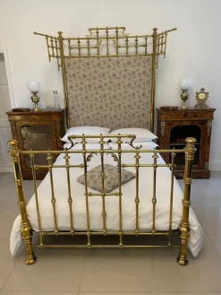 Outlet Pamono Victorian Gilded Solid Brass Half Tester Double Bed