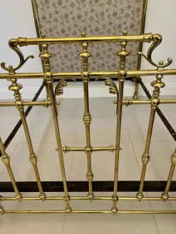 Outlet Pamono Victorian Gilded Solid Brass Half Tester Double Bed