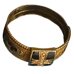 Pamono Victorian Gold Memorial Mourning Ring><noscript><img width=