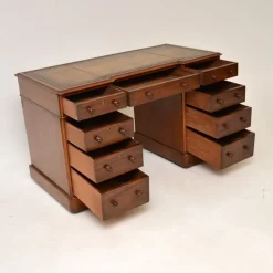 Online Pamono Victorian Leather Top Pedestal Desk, 1860s