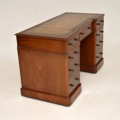 Online Pamono Victorian Leather Top Pedestal Desk, 1860s