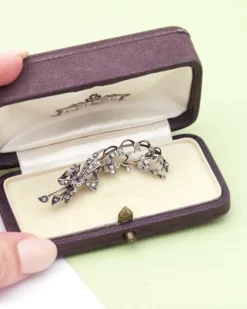 Pamono Victorian Lily Valley Diamond Brooch><noscript><img width=