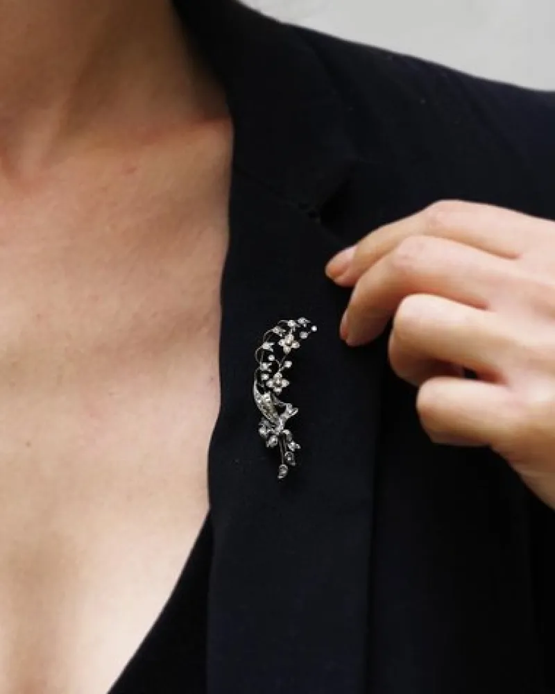 Pamono Victorian Lily Valley Diamond Brooch> Brooches