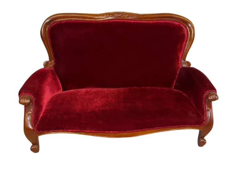 New Pamono Victorian Loveseat Miniature in Red Velvet