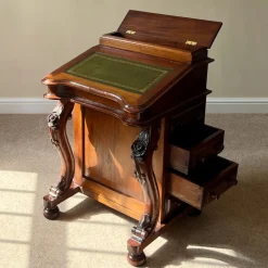 Pamono Victorian Mahogany Davenport Desk with Leather Writing Surface and Carved Floral Rosettes, England, 1850s><noscript><img width=
