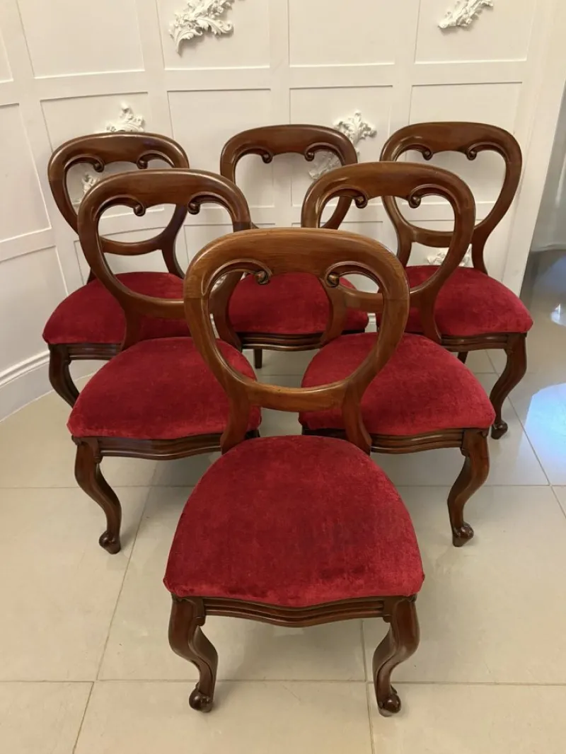 New Pamono Victorian Mahogany Dining Chairs, 1860s, Set of 6