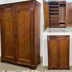 Pamono Victorian Mahogany Wardrobe, 19th Century><noscript><img width=