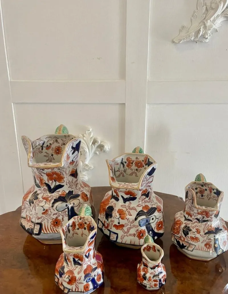 Pamono Victorian Mason Ironstone Jugs, 1880s, Set of 5> Bottles, Carafes & Jugs