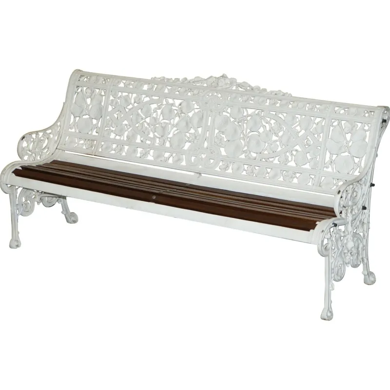 Pamono Victorian Nasturtium Pattern Garden Bench from Coalbrookdale, 1870> Garden Seating