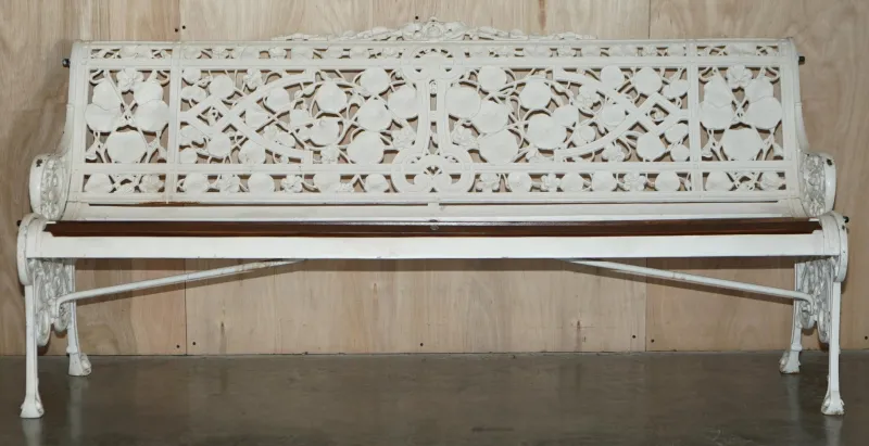 Pamono Victorian Nasturtium Pattern Garden Bench from Coalbrookdale, 1870> Garden Seating