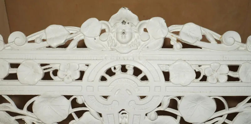 Pamono Victorian Nasturtium Pattern Garden Bench from Coalbrookdale, 1870> Garden Seating