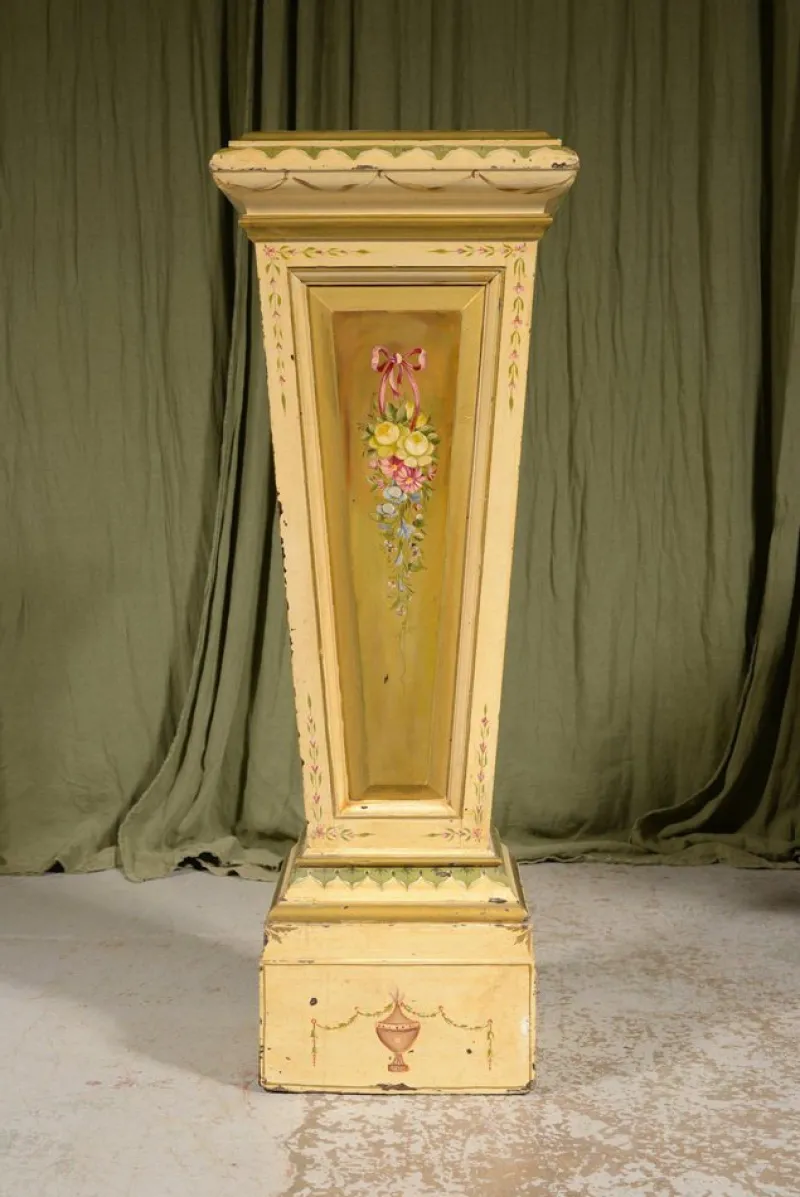 Pamono Victorian Neoclassical Painted Oak Plinth, 1900s> Pedestals And Columns