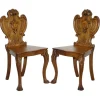 Online Pamono Victorian Oak Carved Hallway Chairs with Lion Paw Feet, Set of 2