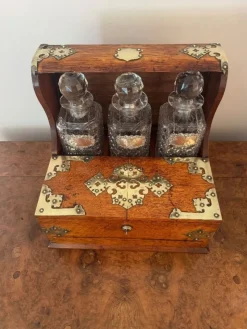 Clearance Pamono Victorian Oak Tantalus and Games Box, 1880s, Set of 9