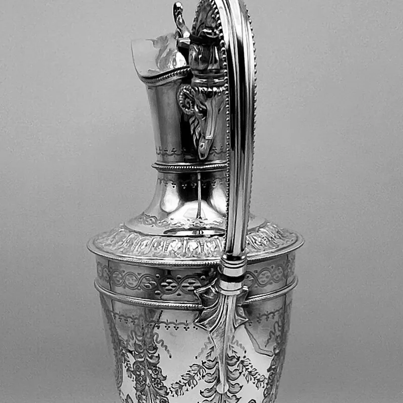 Pamono Victorian Ornate Silver-Plated Claret Jug with Rams Head Handle from James Deakin & Sons, Sheffield, United Kingdom, 1880s> Bottles, Carafes & Jugs