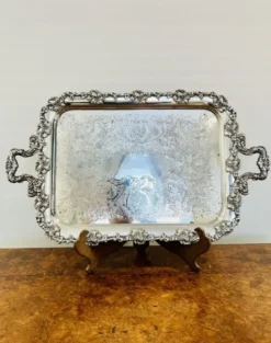 Pamono Victorian Silver Plated Ornate Serving Tray, 1880s> Trays