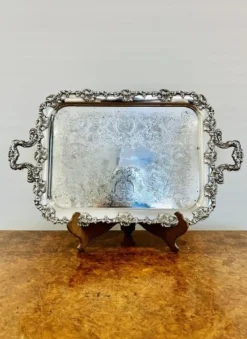 Pamono Victorian Silver Plated Ornate Serving Tray, 1880s> Trays
