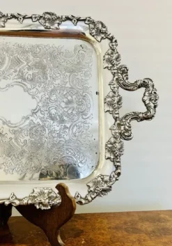 Pamono Victorian Silver Plated Ornate Serving Tray, 1880s><noscript><img width=