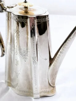 Pamono Victorian Silver Plated Tea and Coffee Set from Richard Martin & Ebenezer Hall & Co, Set of 4><noscript><img width=