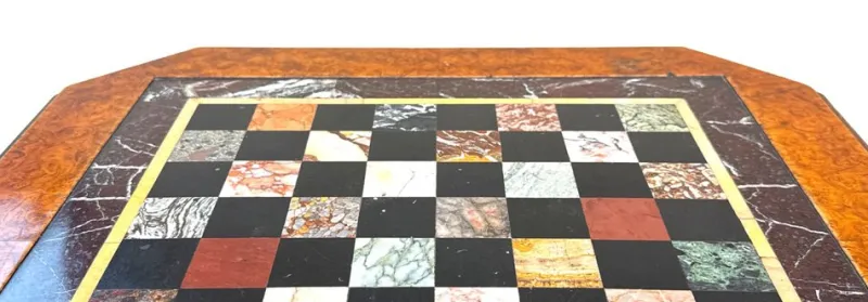 Online Pamono Victorian Walnut and Specimen Marble Chess Table, 1860
