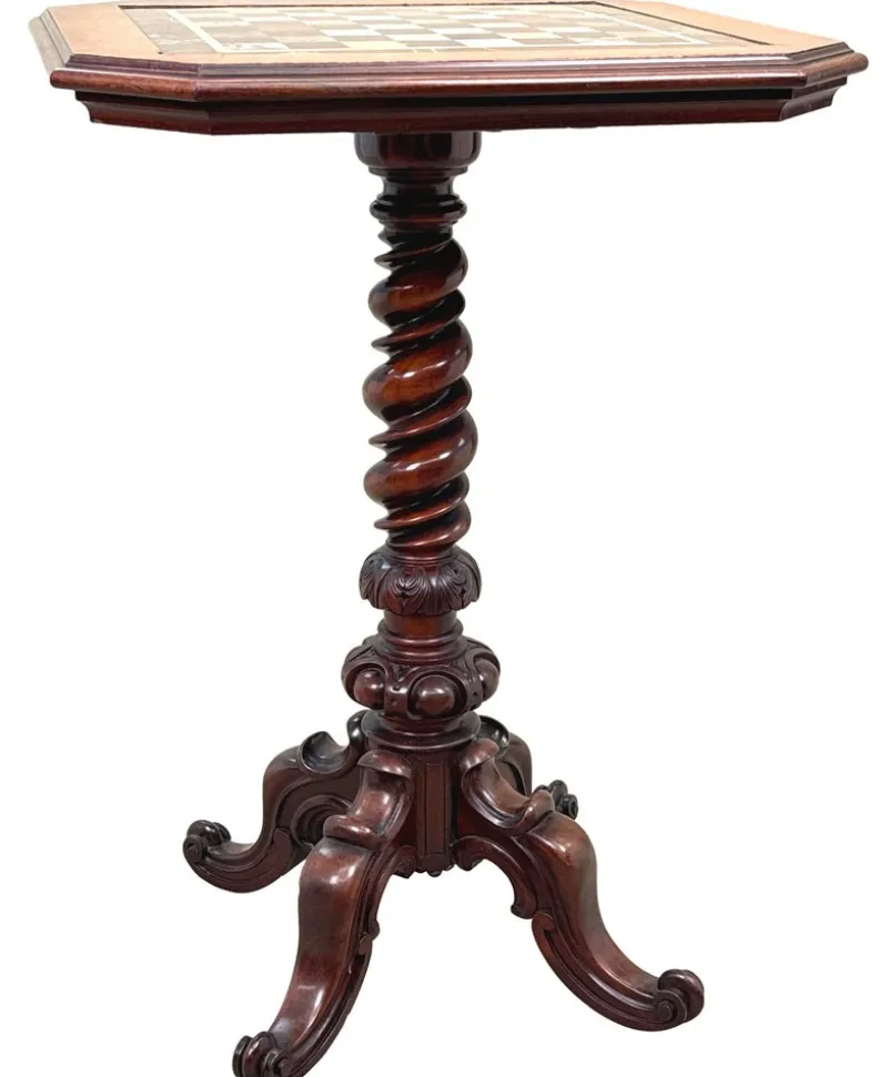 Online Pamono Victorian Walnut and Specimen Marble Chess Table, 1860