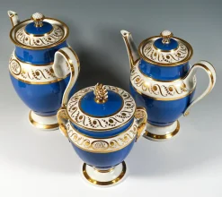 Pamono Vienna Imperial Porcelain Coffee Service in Prussian Blue & Gold, 1825, Set of 19><noscript><img width=