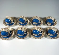 Pamono Vienna Imperial Porcelain Coffee Service in Prussian Blue & Gold, 1825, Set of 19><noscript><img width=