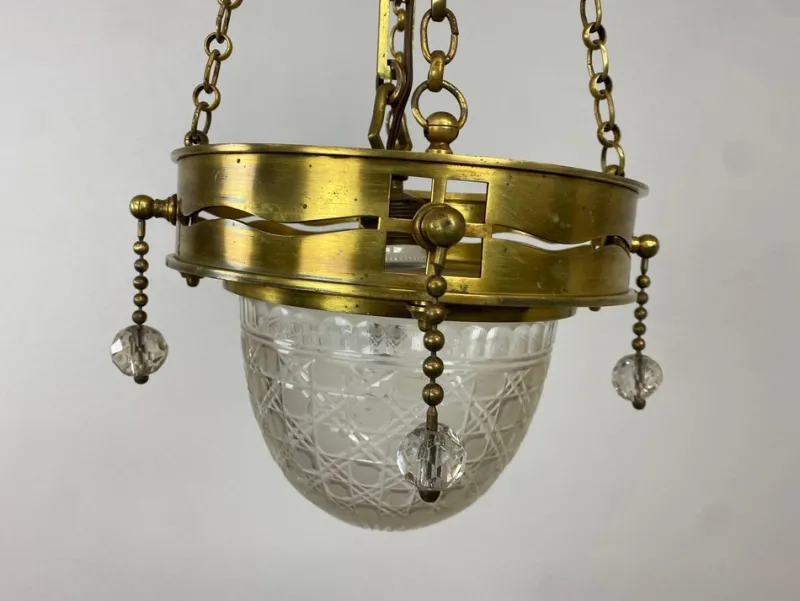 New Pamono Vienna Secession Brass Hanging Lamp attributed Kolo Moser, 1890s