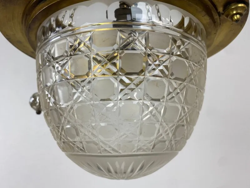 New Pamono Vienna Secession Brass Hanging Lamp attributed Kolo Moser, 1890s