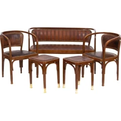Pamono Vienna Secession Seating Set attributed to Gustav Siegel for J & J Kohn, 1905, Set of 5> Living Room Sets