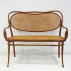 Pamono Vienna Secessionist Bentwood and Rattan Settee from Thonet> Benches
