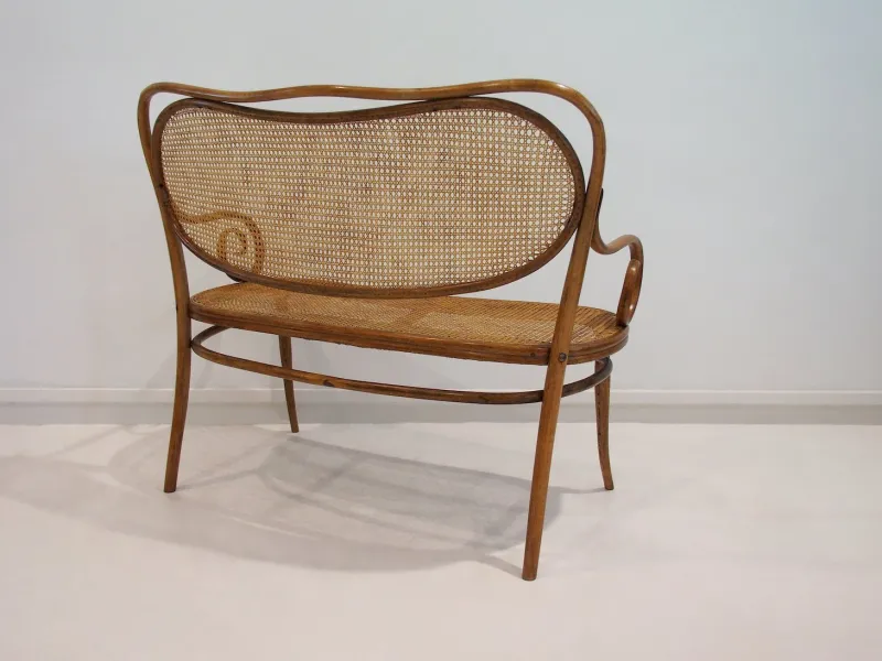 Pamono Vienna Secessionist Bentwood and Rattan Settee from Thonet> Benches
