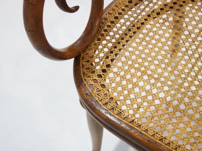 Pamono Vienna Secessionist Bentwood and Rattan Settee from Thonet> Benches