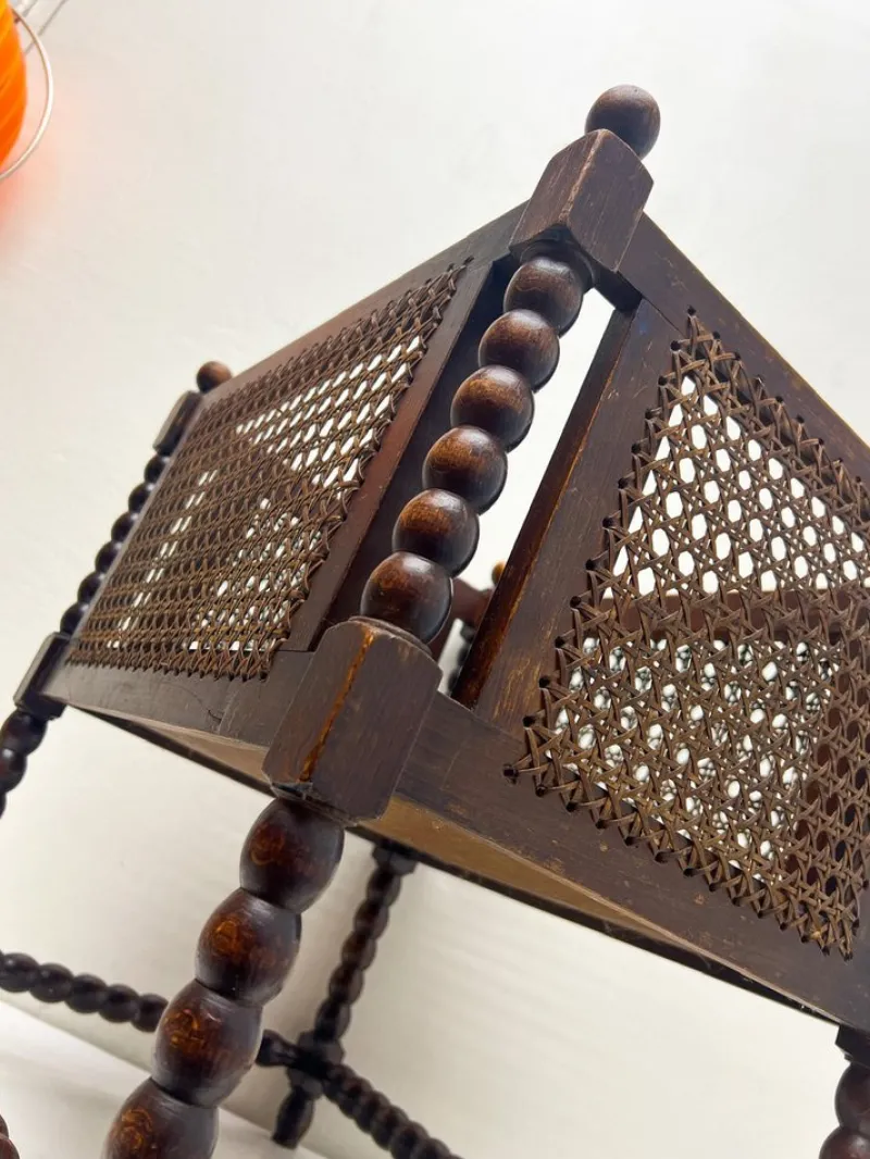 Pamono Vienna Straw and Bobbin Wood Magazine Holder, 1950s> Magazine Racks