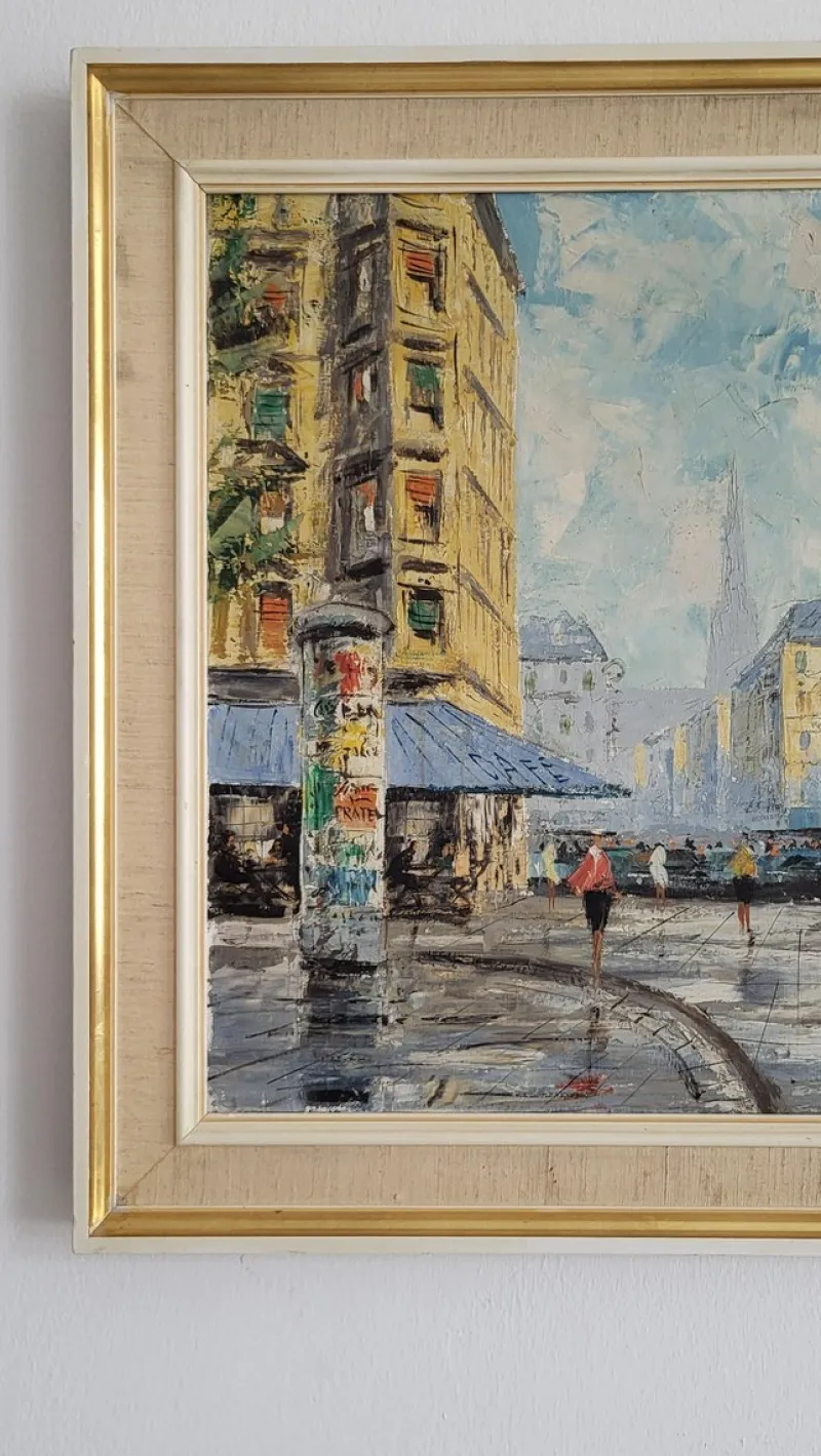 Discount Pamono Vienna's City Center, 1960s, Oil on Canvas