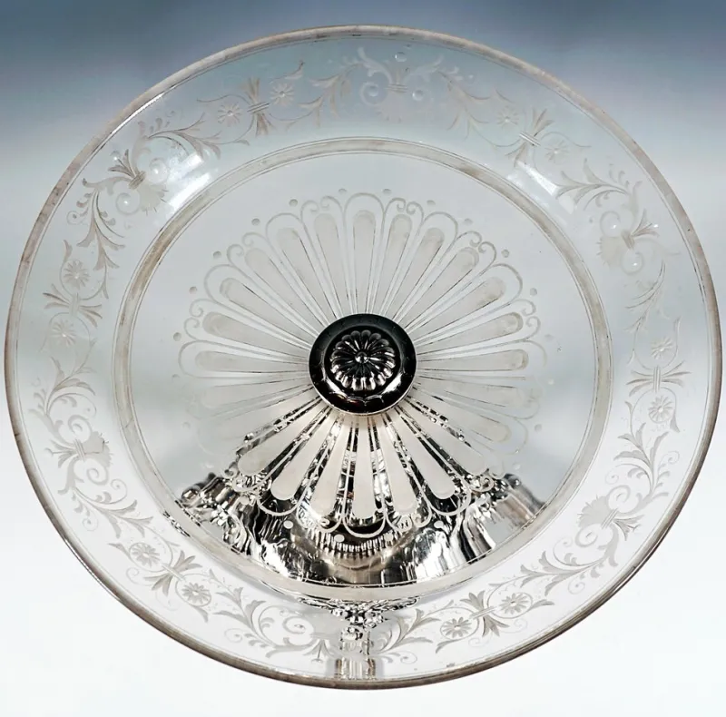Online Pamono Viennese Art Nouveau Silver Centerpiece with Original Glass Bowl, 1900s