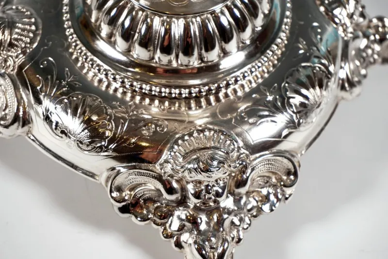 Online Pamono Viennese Art Nouveau Silver Centerpiece with Original Glass Bowl, 1900s